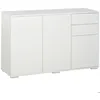 Image de Buffet meuble de rangement - HOMCOM - 2 tiroirs coulissants 3 portes étagère réglable contemporain - 117x36x74cm - blanc