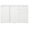 Image de Commode buffet de rangement 2 tiroirs coulissants 3 portes étagère réglable panneaux de particules 117 x 36 x 74 cm blanc
