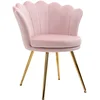 Image de Chaise Design Coquillage Pieds Métal Dorés Effilés Velours