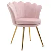 Image de Fauteuil coquillage - HOMCOM - chaise coiffeuse velours pieds métal doré salon chambre - velours - rose poudré