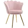 Image de Chaise coquillage chaise design pieds métal dorés effilés velours rose poudré