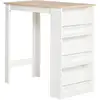Image de Table de bar table haute de cuisine mange-debout comptoir - 3  ©tag ¨res - aspect ch  ne clair blanc