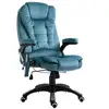 Image de Fauteuil de bureau direction massant chauffant hauteur réglable dossier inclinable toile de lin bleu
