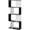 Image de Bibliothèque étagère meuble de rangement design contemporain en s 4 étagères 60l x 24l x 148h cm noir blanc