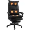 Image de Fauteuil de bureau direction massant hauteur réglable dossier inclinable repose-pied intégré toile de lin noir