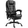 Image de Fauteuil De Bureau Réglable Dossier Inclinable Repose-pied + Coussin Intégrés Noir