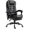 Image de Vinsetto fauteuil de bureau direction massant hauteur réglable dossier inclinable repose-pied + coussin lombaires intégrés revêtement synthétique noir