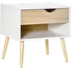 Image de Chevet Design Scandinave Avec Niche Blanc Aspect Chêne Clair