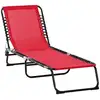 Image de Bain de soleil transat pliable dossier inclinable multi-positions acier thermoplastique lacets élastiques noir textilène rouge