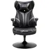 Image de Fauteuil gaming base ronde métal pivotante 360° hauteur réglable tétière accoudoirs relevables pvc gris noir