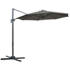 Image de Parasol déporté octogonal inclinable rotatif 360° manivelle piètement acier mât alu. Dim. Ø 2,95 x 2,5h m polyester haute densité gris