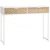 Image de Console Style Industriel 2 Tiroirs Aspect Chêne Clair Métal Blanc