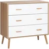 Image de Commode - HOMCOM - design scandinave sur pieds 3 tiroirs coulissants meuble chambre - MDF - blanc bois clair
