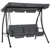 Image de Balancelle de jardin convertible 3 places grand confort inclinaison toit réglable matelas fourni 2l x 1,25l x 1,7h m métal polyester noir anthracite