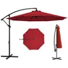 Image de Parasol déporté - Outsunny - octogonal inclinable manivelle avec pied en acier - acier - Ø 3x25m - rouge vineux