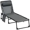 Image de Outsunny - Chaise longue - Textilène - 189x58x30cm - Gris
