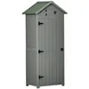 Image de Armoire de jardin - Outsunny - abri outils 3 étagères 2 portes toit bitumé stockage extérieur - bois - 77x54x179cm - gris