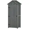 Image de Armoire abri de jardin remise pour outils 3 étagères 2 portes loquets toit pente bitumé 77l x 54l x 179h cm sapin traité gris