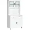 Image de Armoire de cuisine contemporaine multi-rangement 4 portes grand tiroir blanc