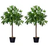 Image de Lauriers artificiels - Outsunny - lot de 2 boules hauteur 090 m 564 feuilles réalisme - plastique - noir vert