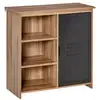 Image de Buffet design industriel - meuble de rangement 3 niches placard - panneaux particules aspect bois veinage porte métal noir
