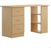 Image de Bureau dordinateur - HOMCOM - 3 tiroirs 3 étagères bureau rangement réversible étude - Panneaux particules - naturel
