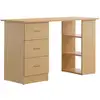 Image de Bureau informatique table multi-fonctions 3 tiroirs 2 étagères dim. 120l x 49l x 72h cm mdf aspect bois clair