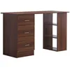 Image de Bureau dordinateur - HOMCOM - 3 tiroirs 3 étagères bureau rangement réversible étude - Panneaux particules - noyer