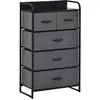 Image de Commode Rangement 5 Tiroirs Pliables Tissu Gris