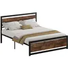 Image de HOMCOM - Cadre du lit double - Acier - 167x208x103cm - Brun avec veinage Noir