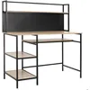 Image de Bureau Informatique avec Étagères HOMCOM Panneau de particules classe E1 120x53x126cm Bois naturel