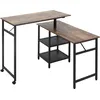 Image de Bureau D'angle Modulable Design Industriel Aspect Vieux Bois Métal Noir