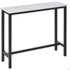 Image de HOMCOM - table de bar - Panneaux de partiucules classe E1 - 120x40x100cm - Blanc aspect marbre Noir