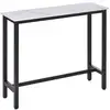 Image de Table de bar - table haute de cuisine - dim. 120l x 40l x 100h cm - châssis piètement acier noir, plateau aspect marbre blanc