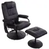 Image de Fauteuil de massage et relaxation électrique pivotant inclinable avec repose-pied revêtement synthétique noir