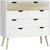 Image de Commode 5 Tiroirs Design Scandinave Blanc Aspect Chêne Clair