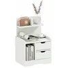 Image de Table de chevet - HOMCOM - table de nuit multi-rangement 2 tiroirs niche étagère chambre - bois - blanc