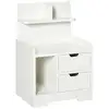Image de Chevet table de nuit multi-rangement 2 tiroirs niche étagère plateau panneaux particules blanc