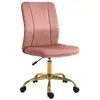 Image de Vinsetto chaise de bureau style art déco hauteur réglable pivotante 360° piètement métal doré velours rose poudré