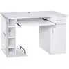 Image de Bureau informatique multimédia multi-rangements avec étagère tiroir tablette clavier mdf 120 x 60 x 74 cm blanc