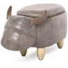 Image de Tabouret vache - HOMCOM - pouf vachette taureau coffre rangement 2-en-1 décoratif - bois - marron