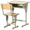 Image de Homcom bureau enfant vintage style pupitre d'écolier - ensemble bureau et chaise réglable - case de rangement, bracket, range-stylos - acier kaki mdf aspect bois clair
