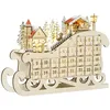 Image de Calendrier Avent de Noël HOMCOM Panneau contre-plaqué 45x10x31cm Bois naturel