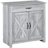 Image de Buffet salon - HOMCOM - meuble rangement tiroir 2 portes de grange étagère réglable - bois - 80x397x80cm - gris clair