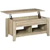 Image de Table basse rectangulaire plateau relevable 2 niches et coffre panneaux particules aspect chêne clair