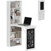 Image de Bureau avec rangement HOMCOM pliable murale rabattable avec avec bibliothèque poste de travail tableau à craie et étagère réglable