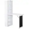 Image de Bureau mural pliable table murale rabattable suspendue sur pied avec bibliothèque tableau à craie intégré panneaux particules blanc
