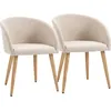 Image de Lot De 2 Chaises De Visiteur Style Scandinave Tissu Aspect Lin