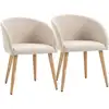 Image de Homcom chaises de visiteur design scandinave - lot de 2 chaises - pieds inclinés effilés bois caoutchouc - assise dossier accoudoirs ergonomiques aspect lin beige
