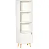 Image de Meuble de rangement colonne design scandinave - 3 niches, placard porte - piètement effilé incliné bois pin panneaux particules blanc